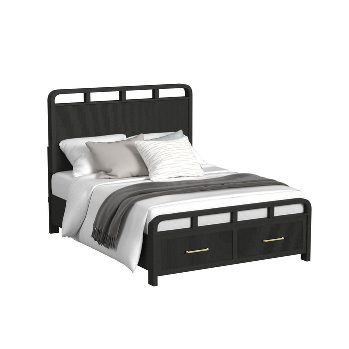 Ridgemont Storage Bedroom Set in Black with Grain