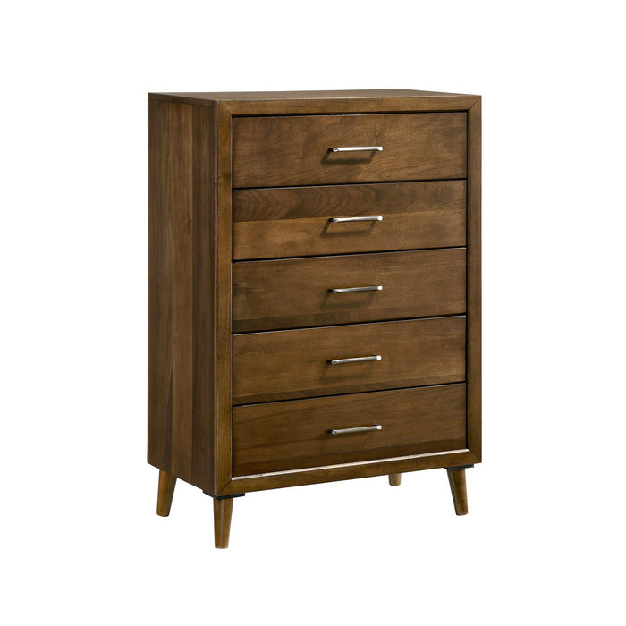 Malibu 5-Drawer Chest in Walnut - Furniture House (VA)