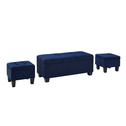 Ethan 3Pk Storage Bench with 2 Ottoman in Heirloom Blue (ISTA3A) - Furniture House (VA)