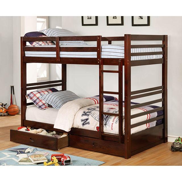 California Iv Black, Walnut, Gray, & White Twin/Twin Bunk Bed - Furniture House (VA)