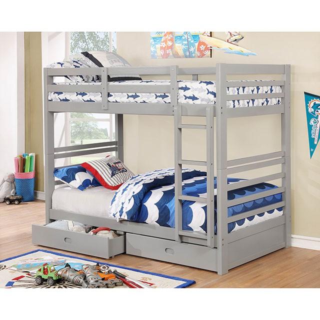 California Iv Black, Walnut, Gray, & White Twin/Twin Bunk Bed - Furniture House (VA)