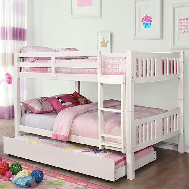Cameron Dark Walnut, White & Gray Full/Full Bunk Bed - Furniture House (VA)