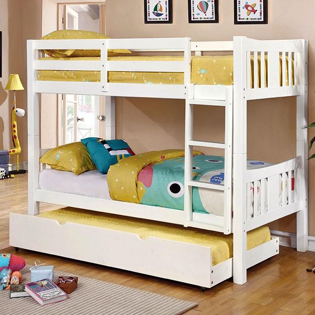 Cameron Dark Walnut, White & Gray Full/Full Bunk Bed - Furniture House (VA)