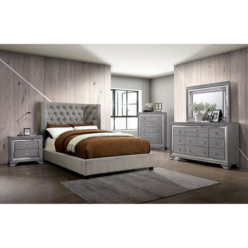 Cayla Cal.King, E.King, & Queen Bed Silver & Grey - Furniture House (VA)