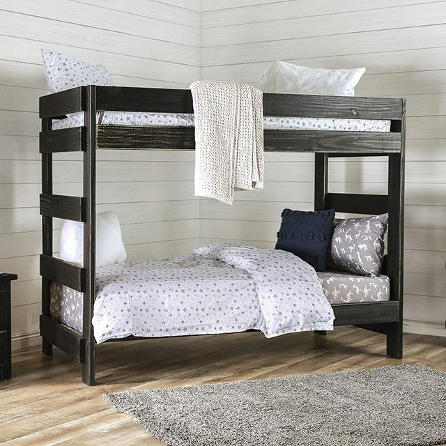 Arlette Twin/Twin Bunk Bed Brown, Black, Gray, & White - Furniture House (VA)