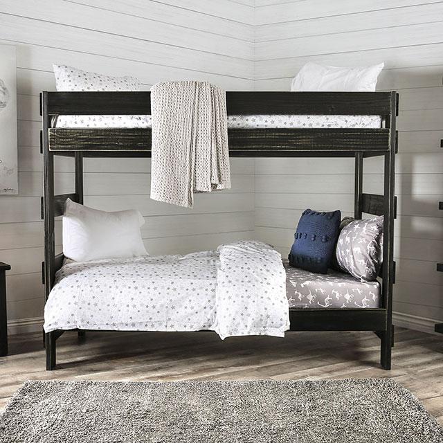 Arlette Twin/Twin Bunk Bed Brown, Black, Gray, & White - Furniture House (VA)