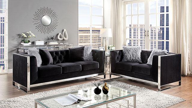 EVADNE Loveseat w/ Pillows, Black - Furniture House (VA)