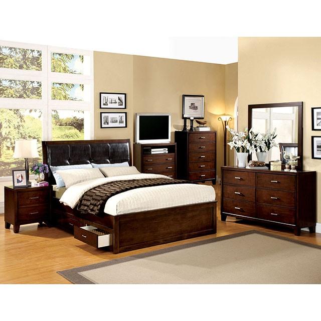 Enrico Full Queen Bed Brown, Black, & Cherry - Furniture House (VA)