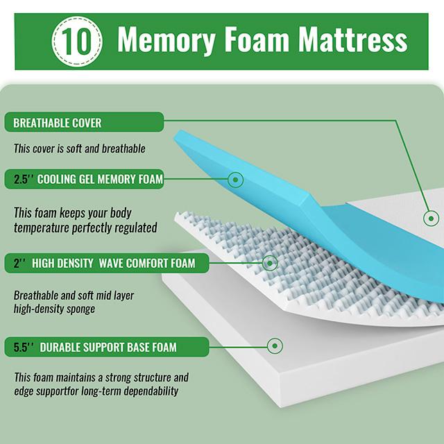 Coreopsis 10" Twin Memory Foam Wave Comfort - Furniture House (VA)
