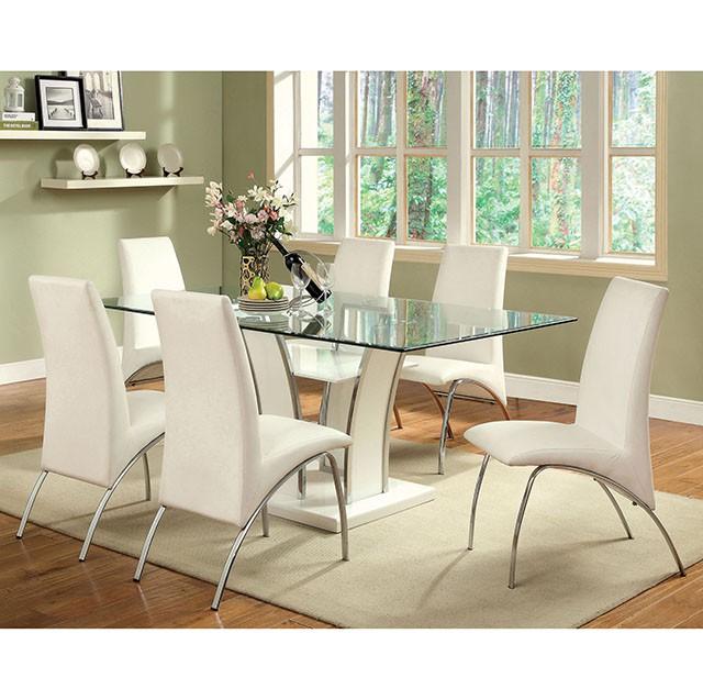 Glenview White/Chrome Dining Table - Furniture House (VA)