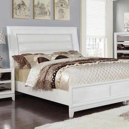 Golva E.King & Queen Bed White & Silver - Furniture House (VA)
