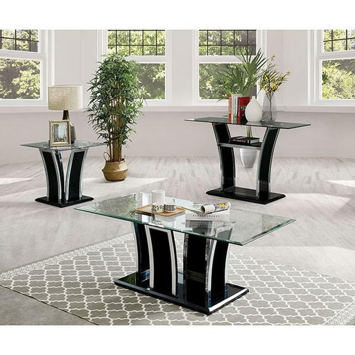 Staten Glossy Black/Chrome End Table - Furniture House (VA)