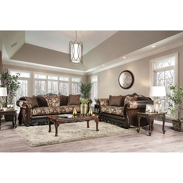 Newdale Brown/Gold Love Seat - Furniture House (VA)