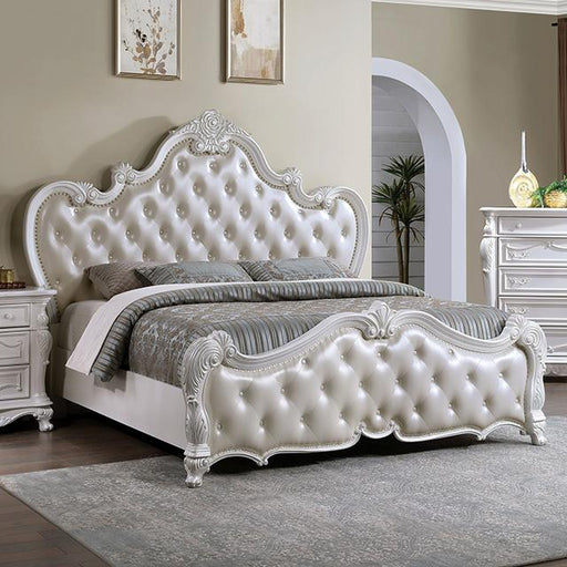 Ventresca E.King & Queen Bed White & Chrome - Furniture House (VA)
