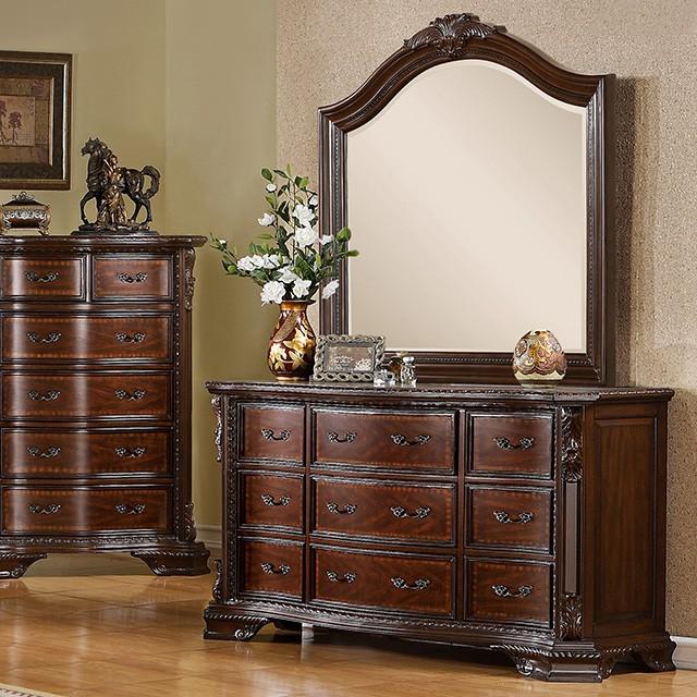 cherry dresser Ulis Traditional Brown Cherry 56-inch Wide 11-Drawer Wood Dresser by Furniture of America