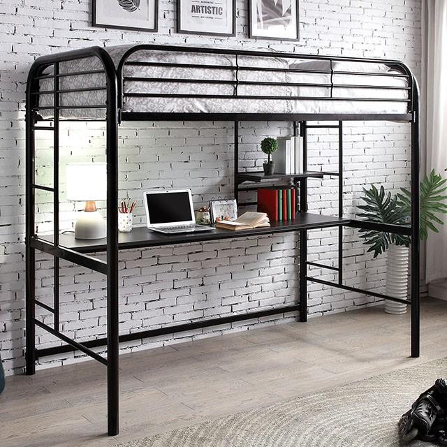 Opal Iii Black & Silver Twin Loft Bed - Furniture House (VA)