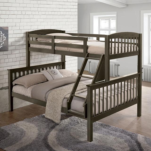 Brookings Twin/Full Bunk Bed White, Brown & Black - Furniture House (VA)