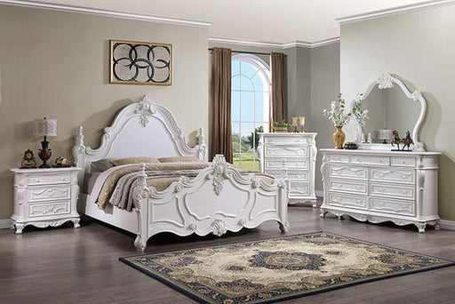 Francione E.King & Queen Bed White & Chrome - Furniture House (VA)