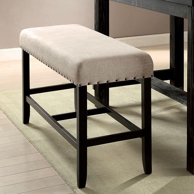 SANIA II Antique Black/Beige Counter Ht. Bench - Furniture House (VA)