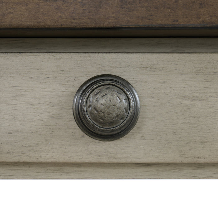 Farmington Standard Height Dining Set in Medium Brown and Washed Stone-Rectangular Table and Four Chairs