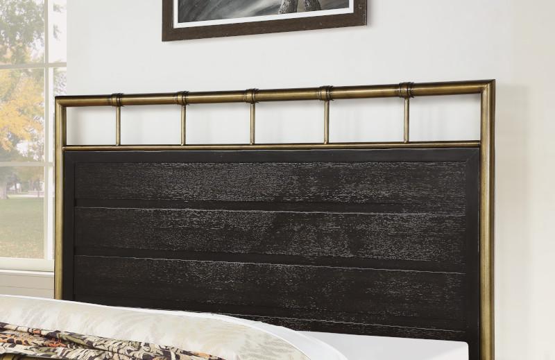 Flexsteel Wynwood Cologne California King Metal Panel Bed in Dark Brown