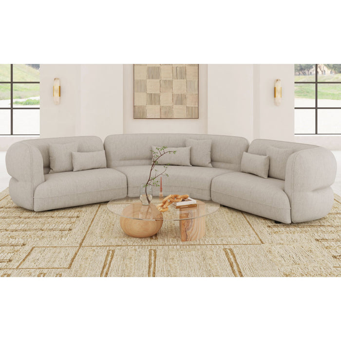 Four Seasons Sectional Set in Woolen Camel with 6 Pillows