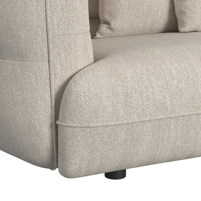 Four Seasons Sectional Set in Woolen Camel with 6 Pillows