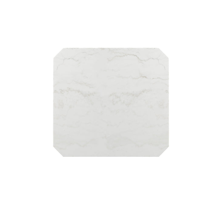 Francesca White Marble Square 5PC Counter Height Dining Set-Table & Four Blue Velvet Chairs