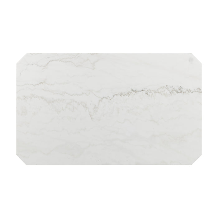 Francesca White Marble Rectangular 5PC Dining Set-Table & Four Blue Velvet Chairs