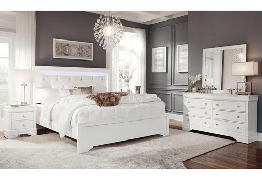 POMPEI METALLIC WHITE QUEEN BED GROUP WITH LED - Furniture House (VA)