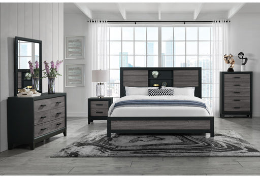LISBON GREY/BLACK BOOKCASE FULL BED GROUP - Furniture House (VA)