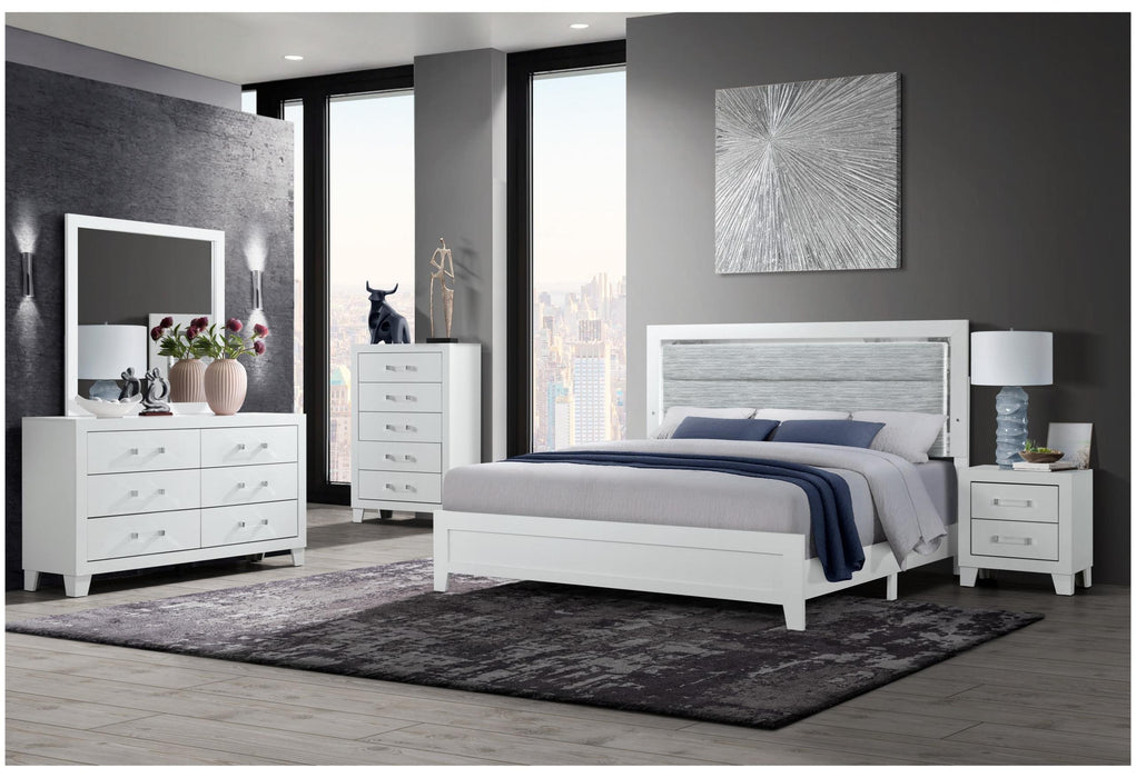 LUCCIA WHITE QUEEN BED GROUP WITH LED - Furniture House (VA)