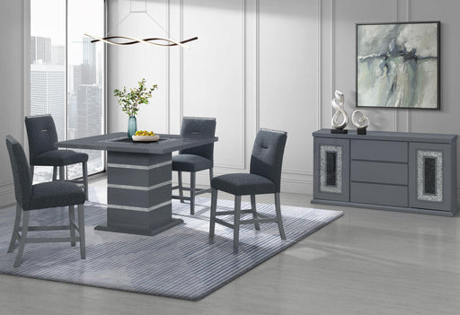 MONACO DARK GREY BAR TABLE AND 6 MONACO DARK GREY BAR STOOLS - Furniture House (VA)
