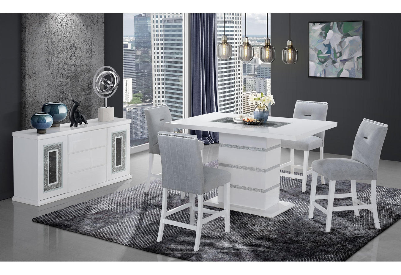 Monaco White Rectangular Bar Table Collection