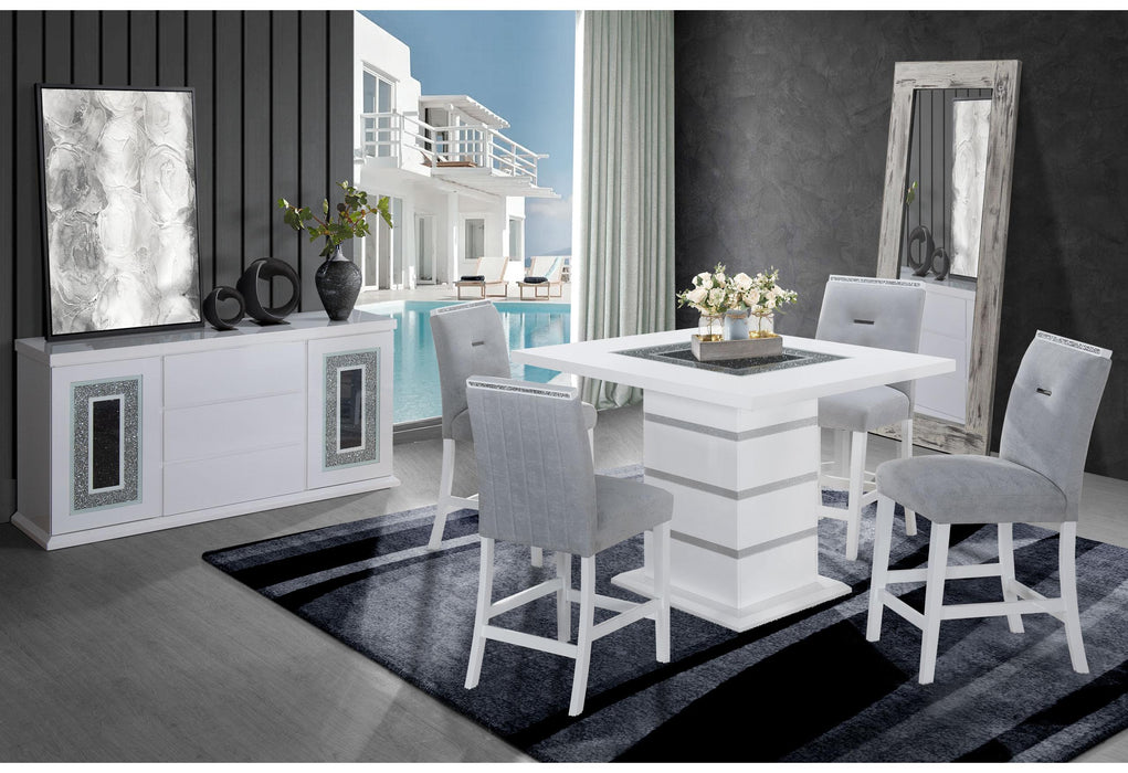 MONACO WHITE BAR TABLE + MONACO BS-N - Furniture House (VA)