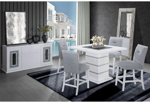MONACO WHITE BAR TABLE + 8 MONACO BS-N - Furniture House (VA)