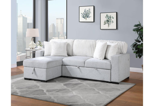 U0204 LIGHT GREY/WHITE REVERSIBLE PULL OUT SOFA BED - Furniture House (VA)