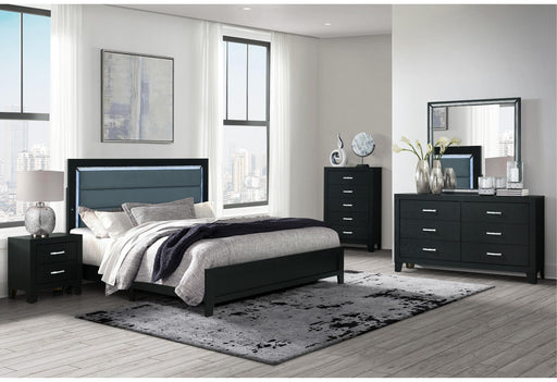 REID BLACK KING BED DRESSER MIRROR NIGHTSTAND - Furniture House (VA)
