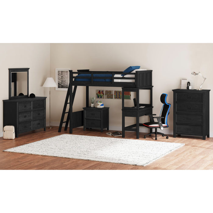 Hampton Kids Loft with Ladder and Desk with Speaker Bedroom Set - Furniture House (VA)