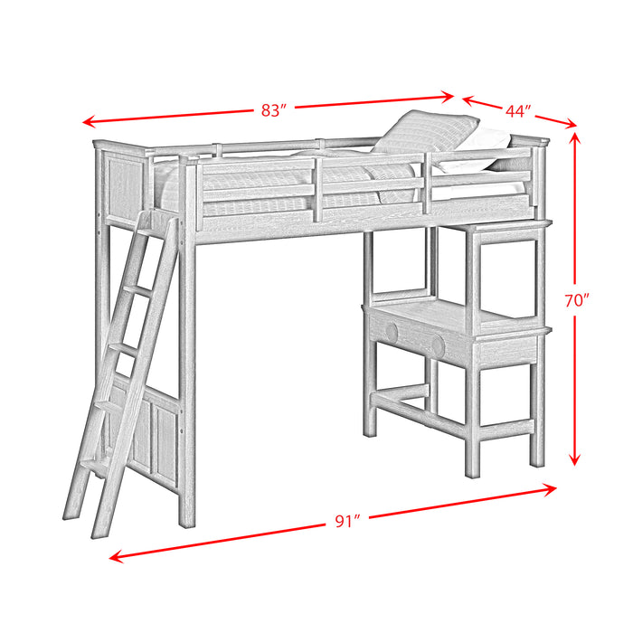 Hampton Kids Loft with Ladder and Desk with Speaker Bedroom Set - Furniture House (VA)