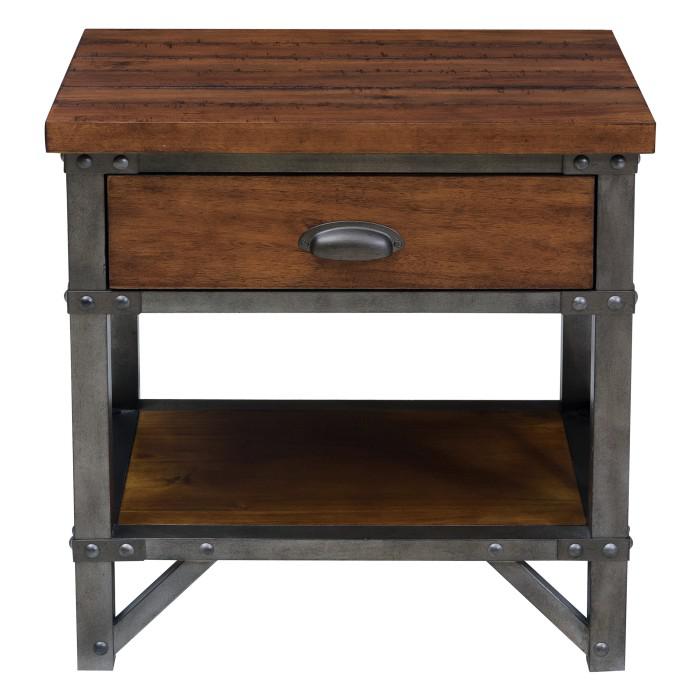 Holverson Nightstand in Rustic Brown & Gunmetal 1715-4