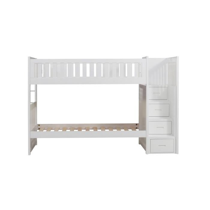 Galen Bunk Bed w/ Reversible Step Storage in White B2053SBW-1*