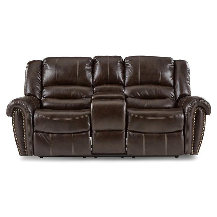 Center Hill Double Glider Reclining Loveseat w/ Center Console in Dark Brown 9668BRW-2