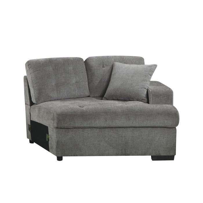 Logansport Right Side Cuddler with 1 Pillow in Gray 9401GRY-RU