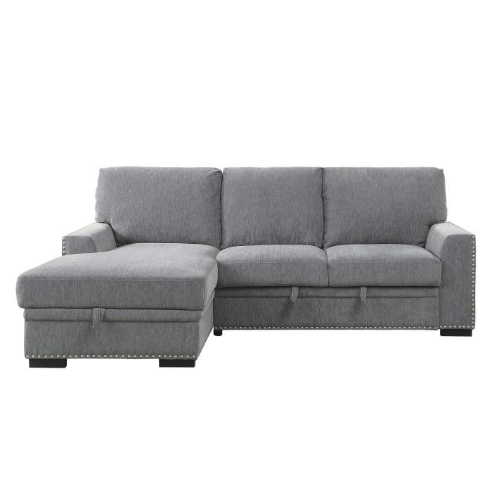 Morelia 2pc Sectional with Pull Out Bed and Left Chaise in Dark Gray