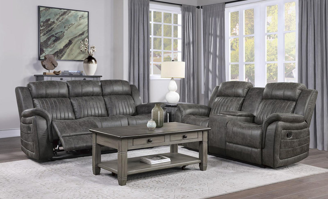 Homelegance Furniture Centeroak Double Reclining Loveseat in Gray 9479BRG-2