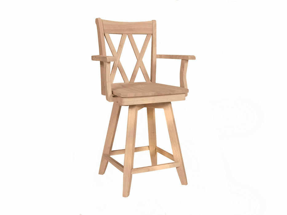 Stools 24'' XX Back Counter Swivel Stool w/ Arms