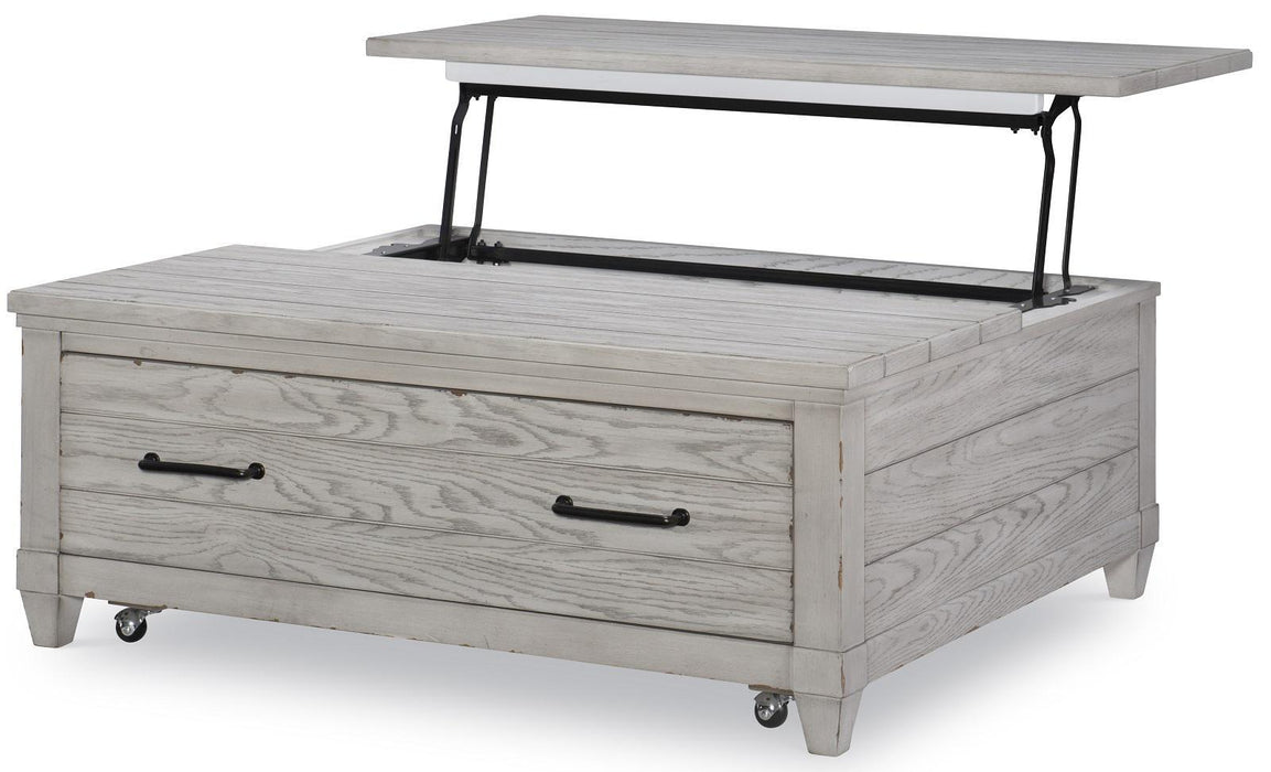 Legacy Classic Belhaven Cocktail Table w/Lift Top Storage in Weathered Plank