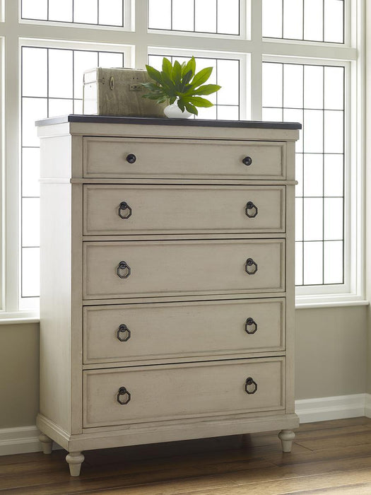 Legacy Classic Brookhaven 5 Drawer Chest in Vintage Linen/ Rustic Dark Elm