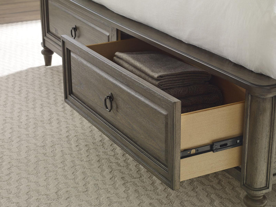Legacy Classic Brookhaven King Panel with Storage Bed in Rustic Dark Elm